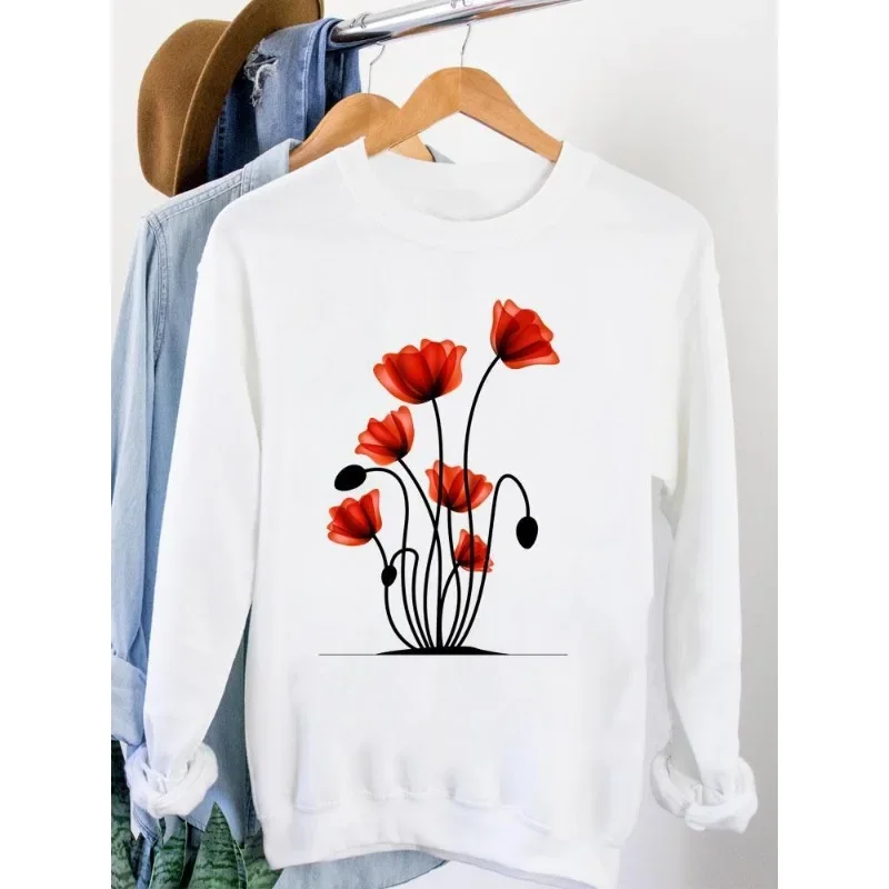 

Женская толстовка с цветочным принтом, модная белая толстовка с растительным принтом, толстовки, уличная женская одежда в стиле Харадзюку