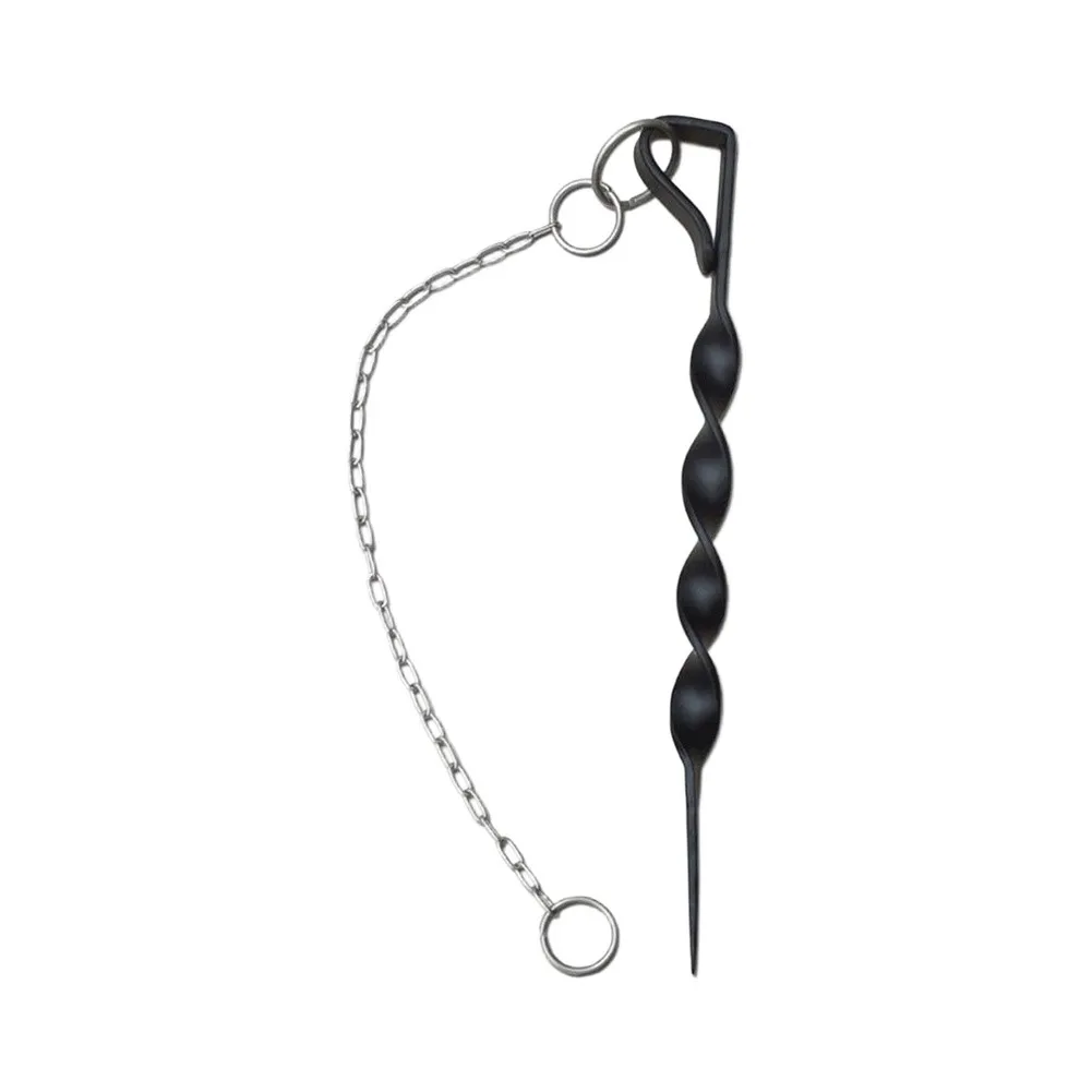 13 inch Black Rain Chain Anchor Stake with 17 inch Stainless Steel Chain and Flat Top Head for Easy Soil Insertion