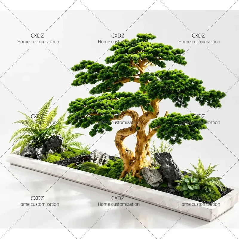 Simulation Carved Pine Tree Fake Green Plant Large Artificial Landscape Arrangement for Hotel Decoration Outdoor Indoor