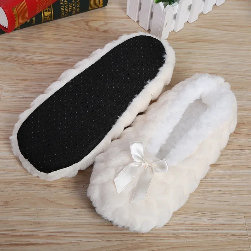 Home House Winter Women Slipper Warm Indoor Fuzzy Plush Thick Heart Love Anti Slip Soft Cute Funny Female Fluffy Floor Shoe Grip