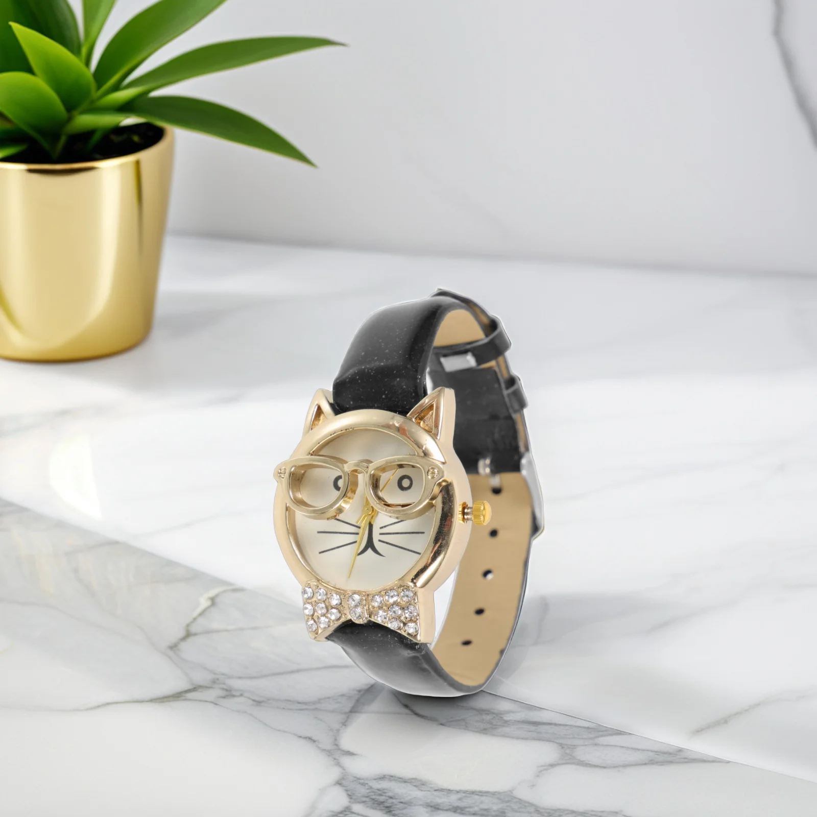 ساعة يد لطيفة على شكل وجه قطة للنساء، ساعة كرتونية أنيقة، خفيفة الوزن ومريحة، مثالية للارتداء اليومي وإعطاء الهدايا #3