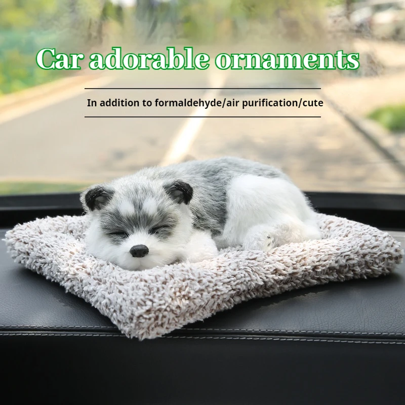 Simulated Dog Car Interior Decoration Ornaments Activated Carbon Odor Removal High-End Decoration Center Console Car Supplies