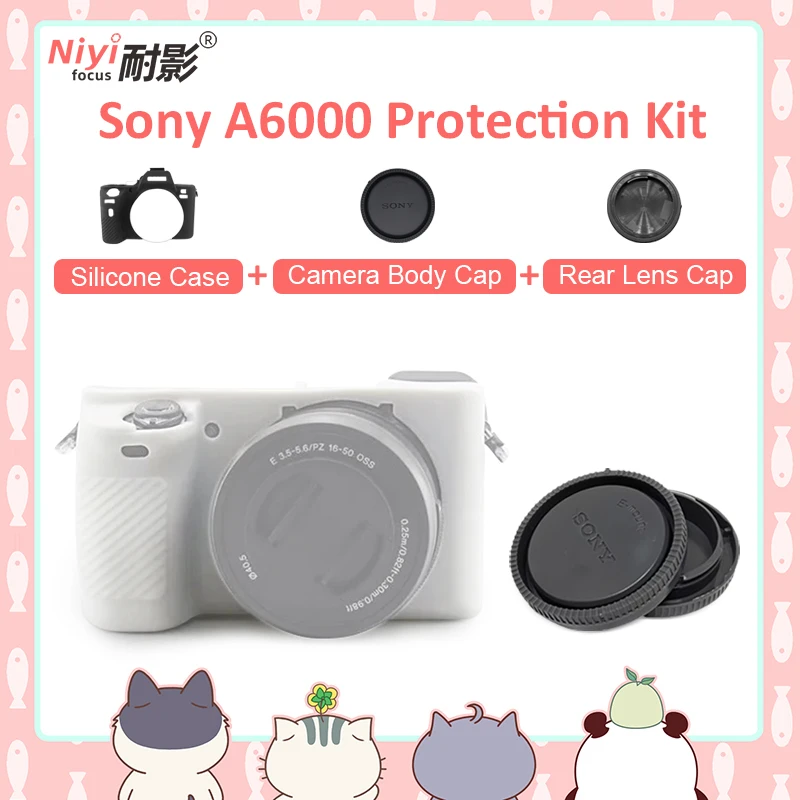 Custodia in Silicone per Sony A6000 ILCE-6000L TPU fotocamera morbida in gomma siliconica per Sony ILCE-6000 con cappuccio posteriore dell'obiettivo del cappuccio del corpo della fotocamera