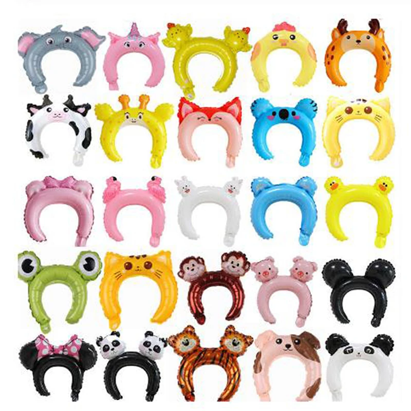 20Pcs Cute Headband Foil Balloon Animal Balloon Children's Toys Party Decor