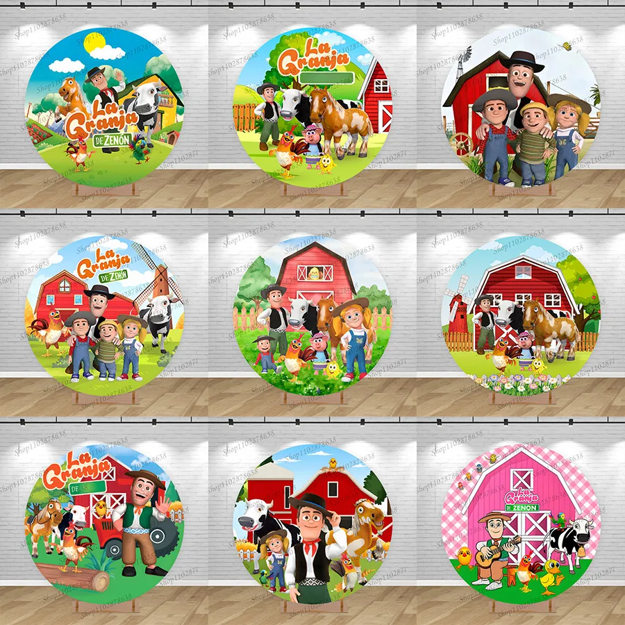 La Granja de Zenón - Cubierta Redonda para Decoración de Cumpleaños Infantiles y Baby Shower - Zenón, Bartolito, Lola, Pepe, Percherón - Fondo Redondo
