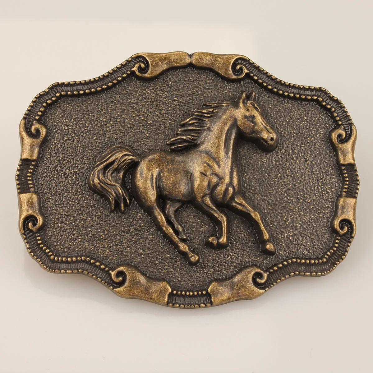Hebilla de cinturón de mezclilla estilo western, tipo caballo, de aleación, lisa, con un solo botón
