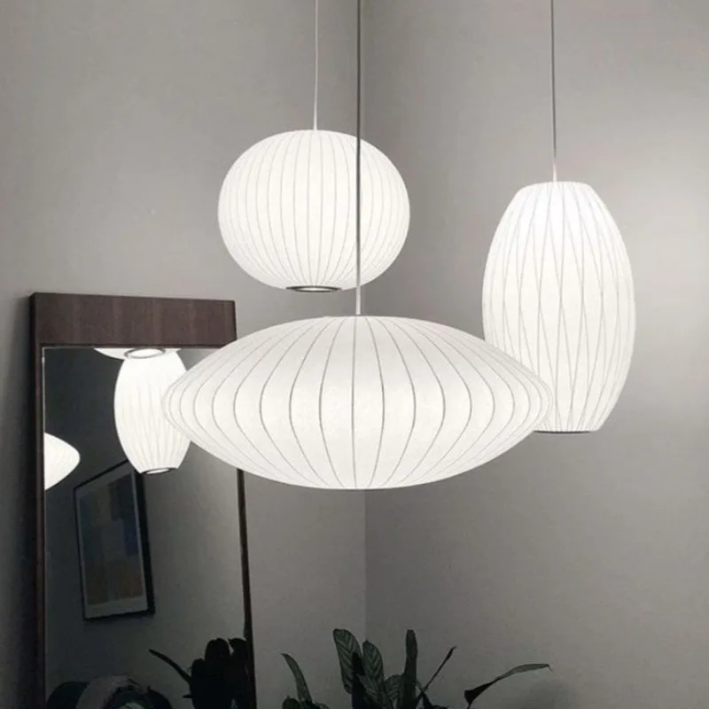 

Japanese Pendant Light White Design Minimalist Lamp Silk Cloth Light Clothing Nelson Lamp Shop Cloth Loft Lantern Pendant Lamp