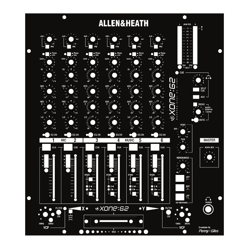 

Allen & Heath Xone 62 Mixer, Panel Protector Film, Allen Hirsay XONE 62 Not an iron panel