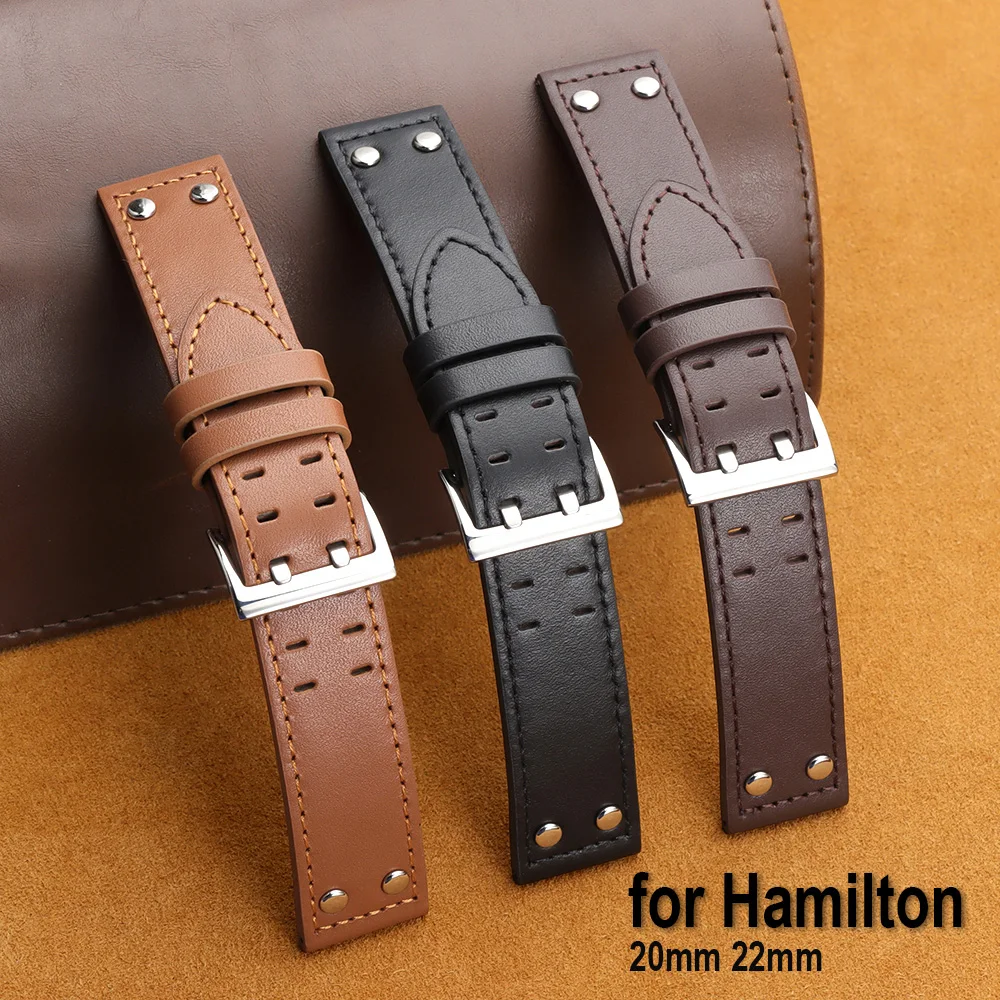 Genuine Leather Watch Band for Hamilton for Khaki Field for Khaki Aviation 20mm 22mm Business Men Women Universal Straps