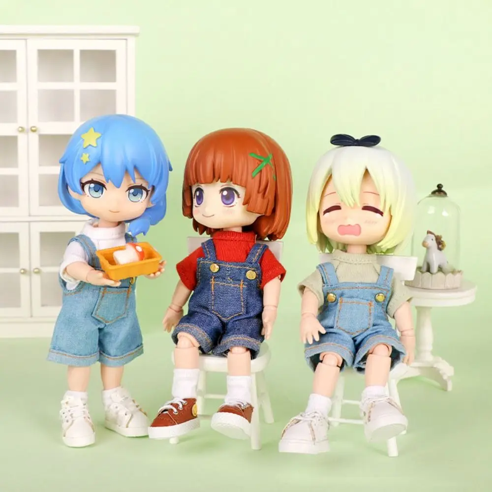 Hochwertige handgemachte Puppe T-Shirt Overalls DIY süße Puppen Hosen Mode DIY Puppenkleidung für 1/11 OB11 Puppen/für 1/12 BJD Puppen