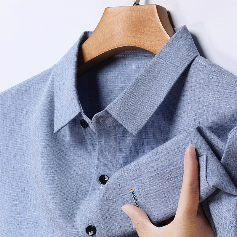 New Men\'s Business Casual Long Sleeved Printed Shirt with Wrinkle Resistance No Ironing Comfortable All Season Versatile Top