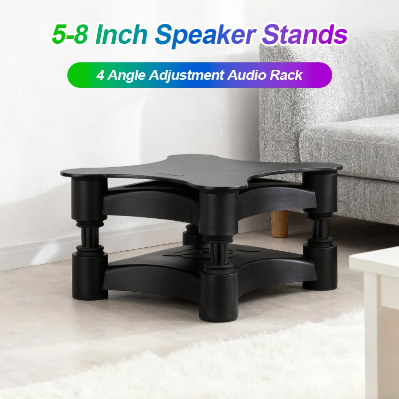5-8 Inch Speaker Stands 4 Angle Adjustment Audio Rack Anti Vibration Metal Base Speakers Support For Home Theather DJ Studio Bar