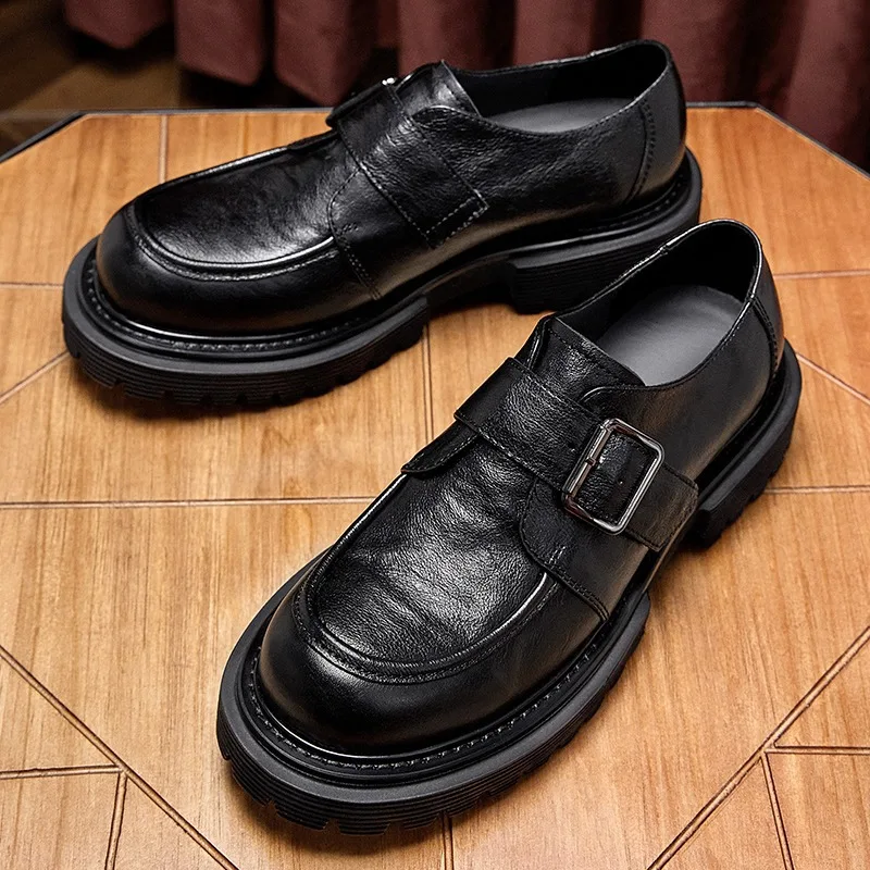 

Soft Leather Platform Mens Loafers Luxury Handmade Comfortable Genuine Leather New British Style Designer Daily Social Shoes Man