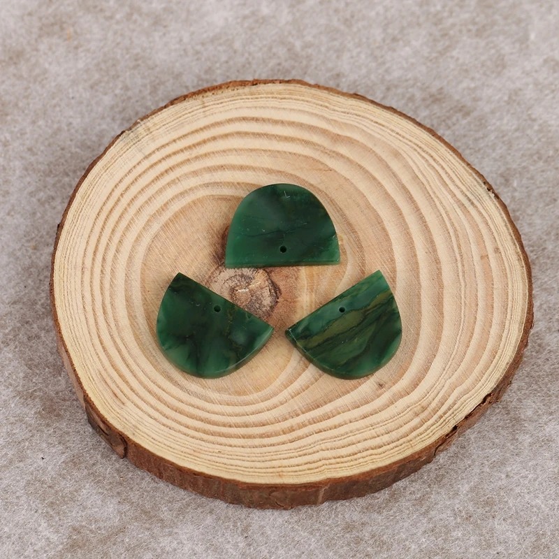 

3 шт. женские модные полудрагоценные натуральные камни африканский нефрит полукруглые серьги бусины 20x15x3 мм 6 г ювелирные аксессуары