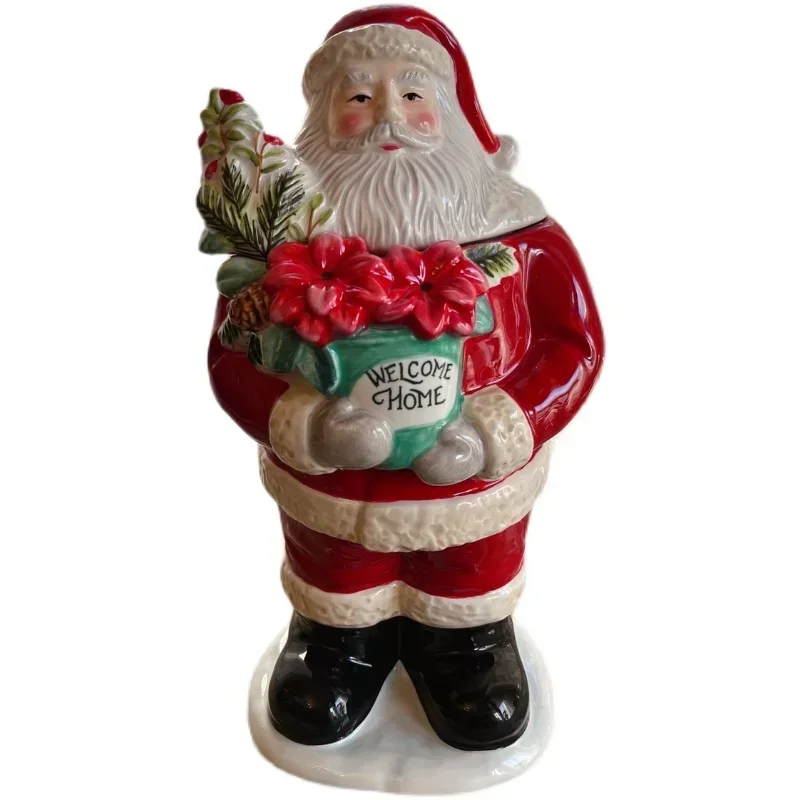 Christmas gift American retro Santa Claus cookie bucket candy holiday decoration ornament ceramic