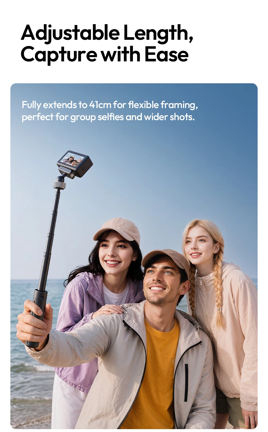 Ulanzi MT95 Portable Mini Tripod Selfie Stick for DJI Osmo Action 6/Nano 5/4/3 for Insta360 X5/X6 for Gopro Tripod for Vlog