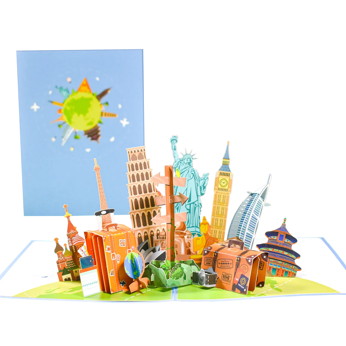 Travel Pop Up Card Journey Tour Souvenir 3D Greeting Cards Hotel Gift for Tourist Guests