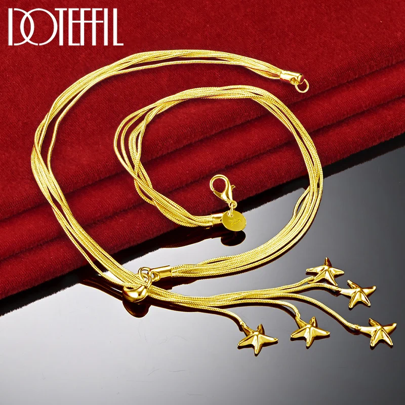 

DOTEFFIL 18K Gold 925 Sterling Silver Five Snake Chain Starfish Necklace For Women Wedding Engagement Fashion Jewelry