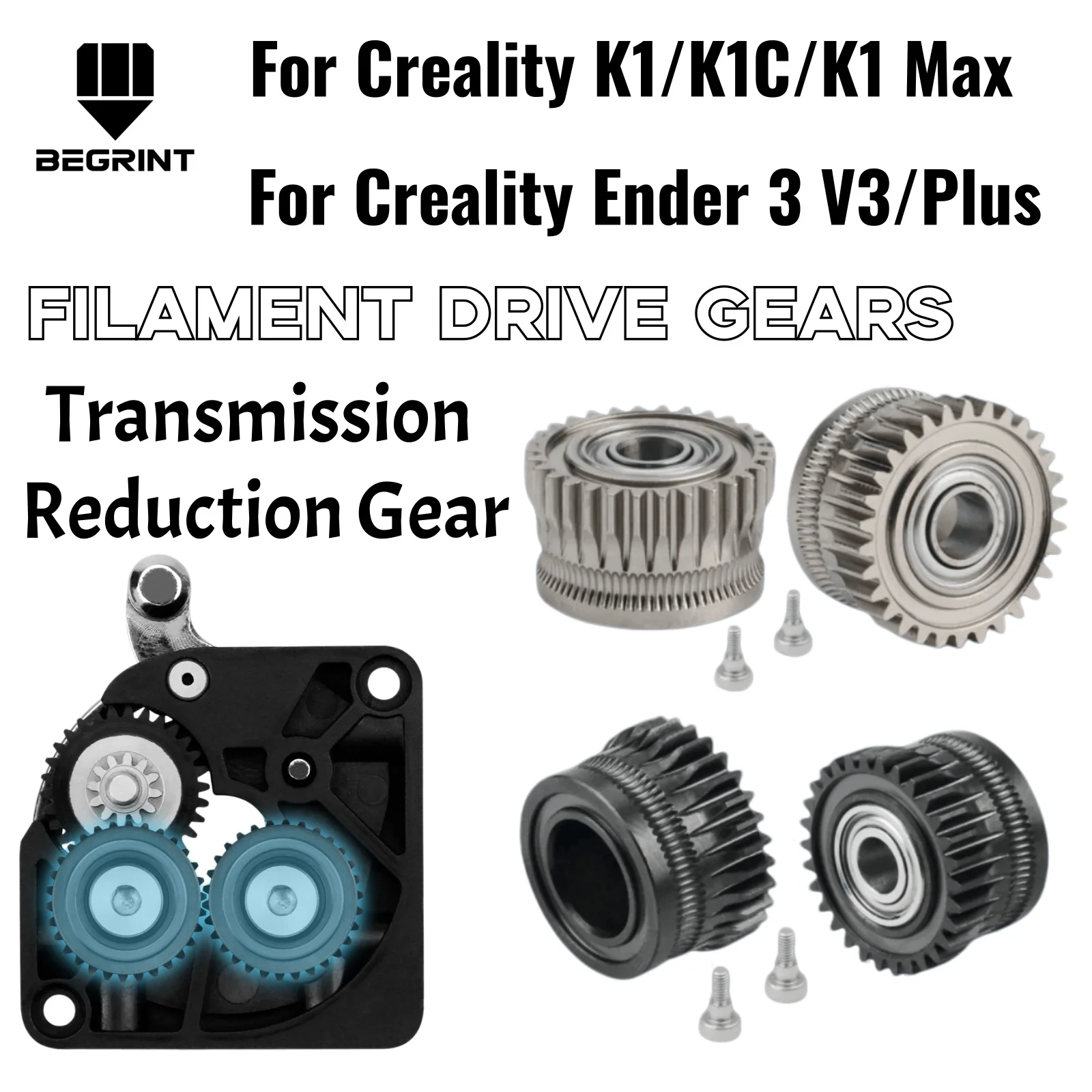 

All-Metal Nickel-plated Hardened Steel Extruder Drive Gear, Filament Feed Wheel for Creality K1/K1C/K1 Max/Ender 3 V3 3D Printer