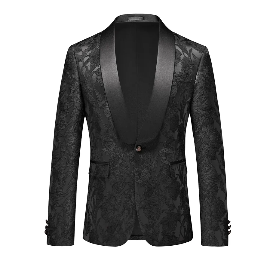 Men's red suit jacket, jacquard fabric slim fit jacket, available in white, black, and gray,wedding dress jacket, European sizes