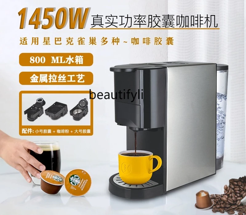 Macchina da caffè a capsule per uso domestico da 1450 W. Piccola macchina da caffè multifunzione a capsule italiane
