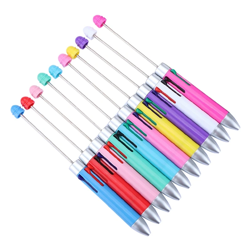 

10Pcs DIY Business Four Color Refill Beaded Pen Cute Beadable Ballpoint Pens Puzzle Multi Color Jewelry Beaded Ball Pen