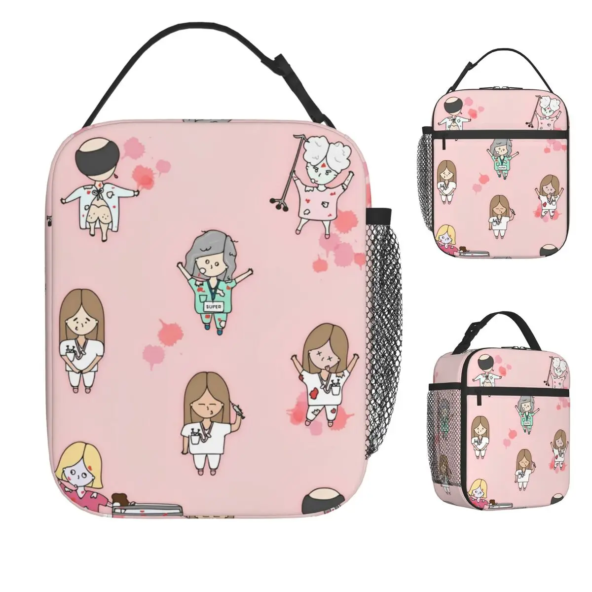 

Enfermera En Apuros Nurse Lunch Bag Funny Lunch Box Travel Portable Thermal Tote Handbags Print Cooler Bag