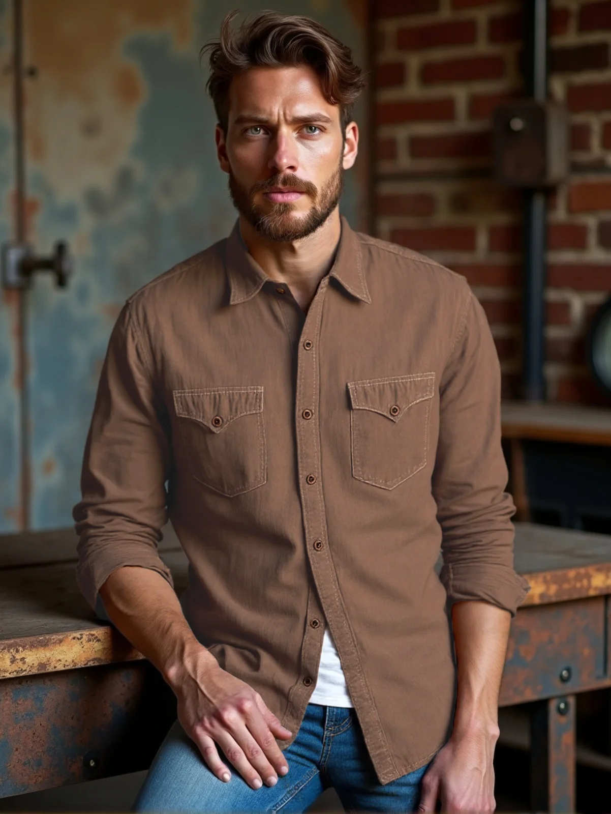 

Весенне-осенняя мужская рубашка в индустриальном стиле, уличная рубашка с длинными рукавами, дышащая защита от солнца, удобные мужские однотонные топы