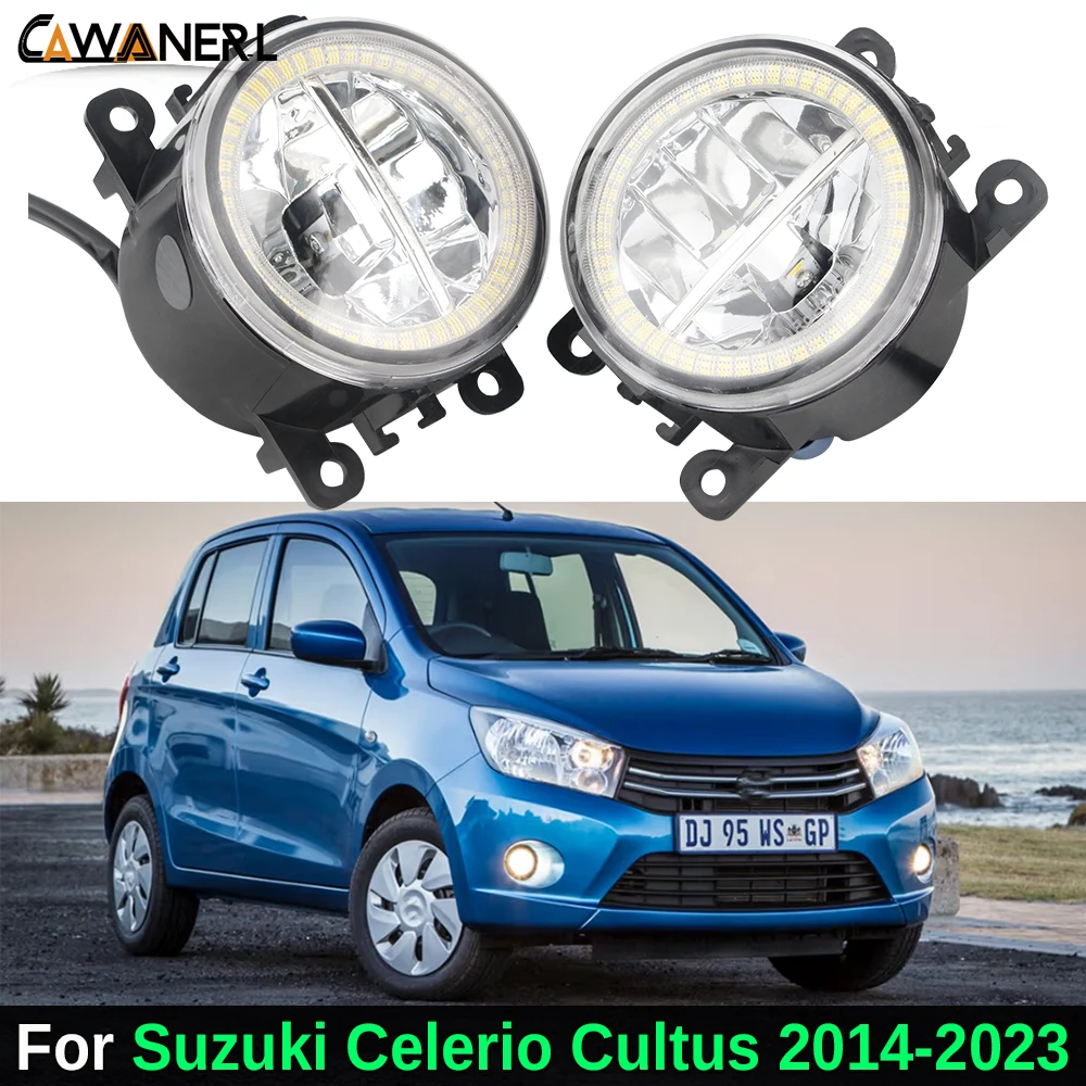 2 X H11 Car Right + Left LED Fog Light Angel Eye Daylight 30W Canbus Fog Lamp DRL For Suzuki Celerio Cultus 2014-2023