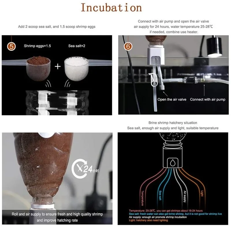 Aquarium DIY Brine Shrimp Incubator Artemia Alive Hatchery Kit Professional Efficient Hatch Tool Fish Tank Equipment acuario