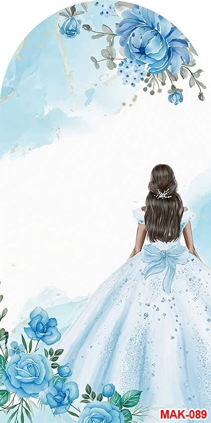 Abito a fiori Quinceanera 2025 Festa di compleanno per ragazza Matrimonio Compleanno Sfondo ad arco Sfondo decorativo con farfalla viola