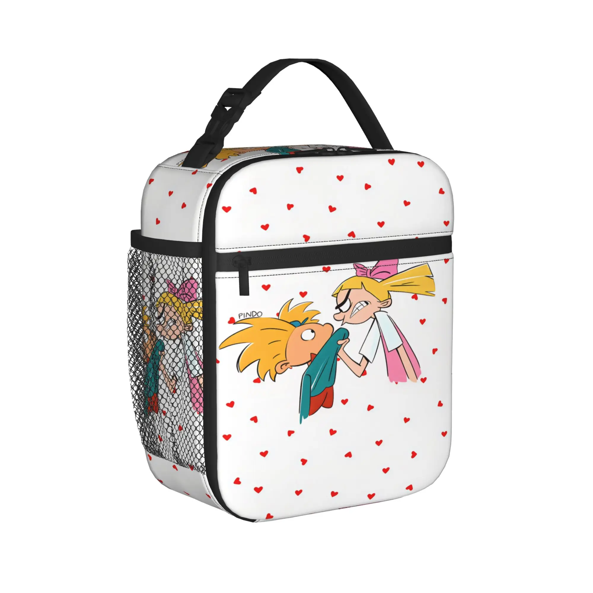 Arnold y Helga Lunch Bag  Fun Lunch Box For Men Outdoor Picnic Portable Cooler Bag Oxford Print Tote Food Bags