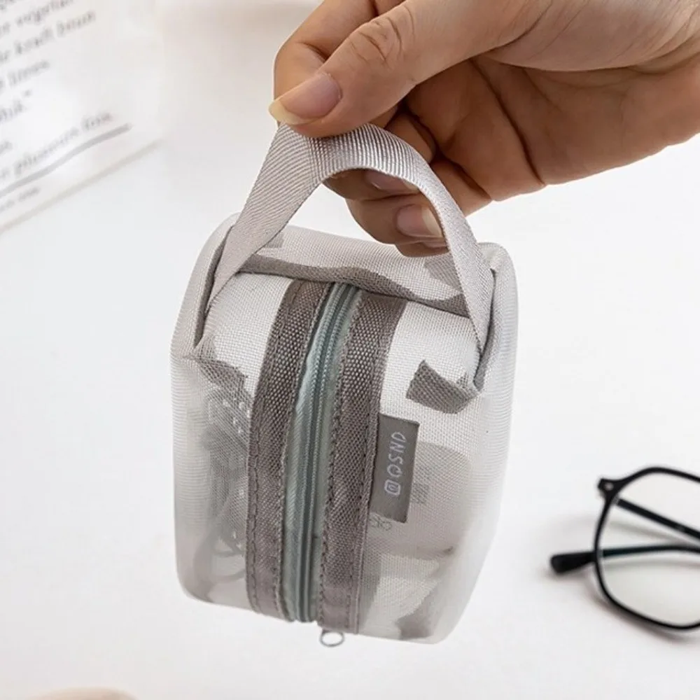 Fashion Nylon Transparent Storage Bag Square Lightweight Mesh Storage Pouch Breathable Cosmetic Bag Travel Storage