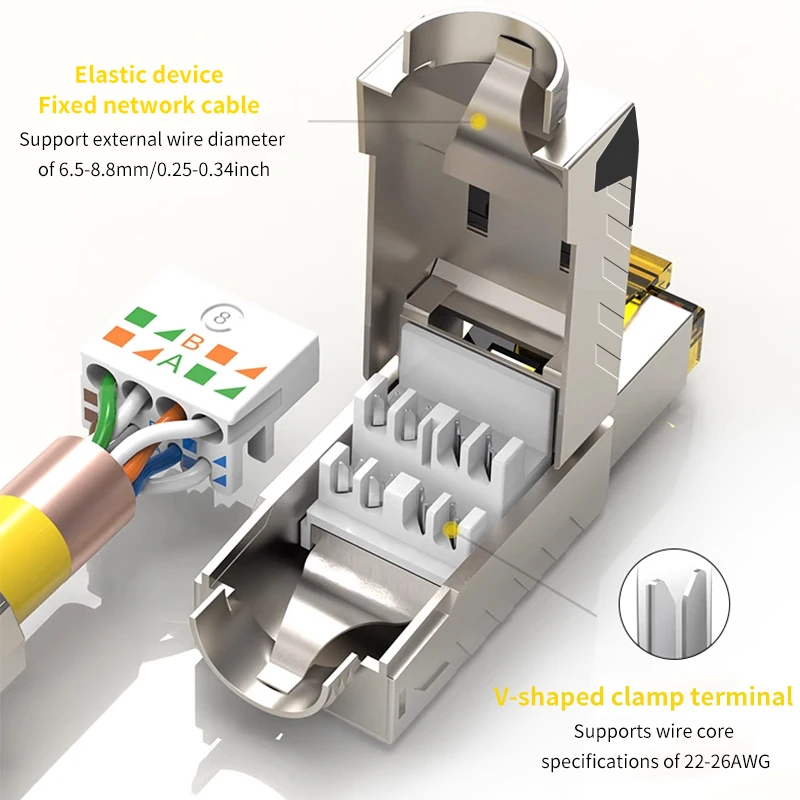 YYTCG 1 szt. Złącze Cat7 RJ45 do sieci RJ 45 zaciskarki Cat8 modułowa głowica kabel Ethernet wtyczka