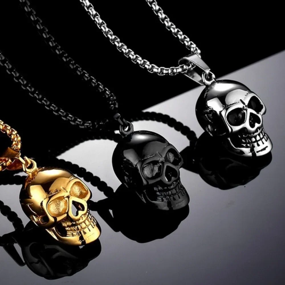 Simple Fashion Domineering Skull Pendant Necklace Men's Creative Trend Retro Hip-hop Punk Street Pendant Niche Accessories Gifts
