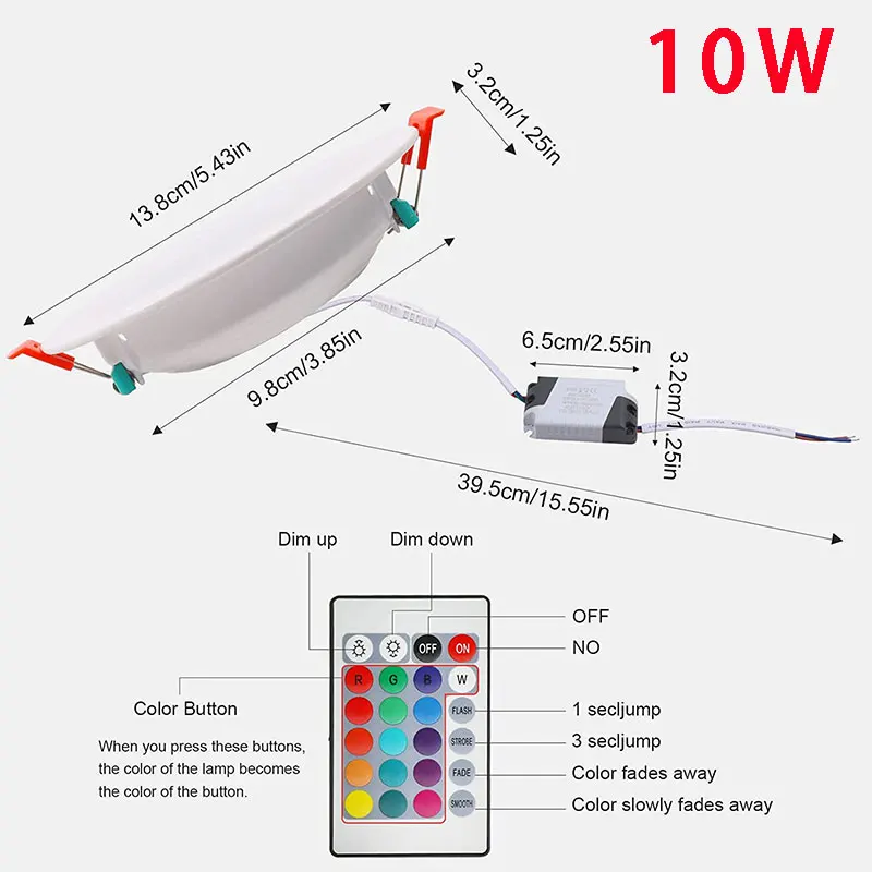 5W 10W LED Downlight RGB Runde Einbau Lampe Schlafzimmer Küche Innen Decke Spot Beleuchtung