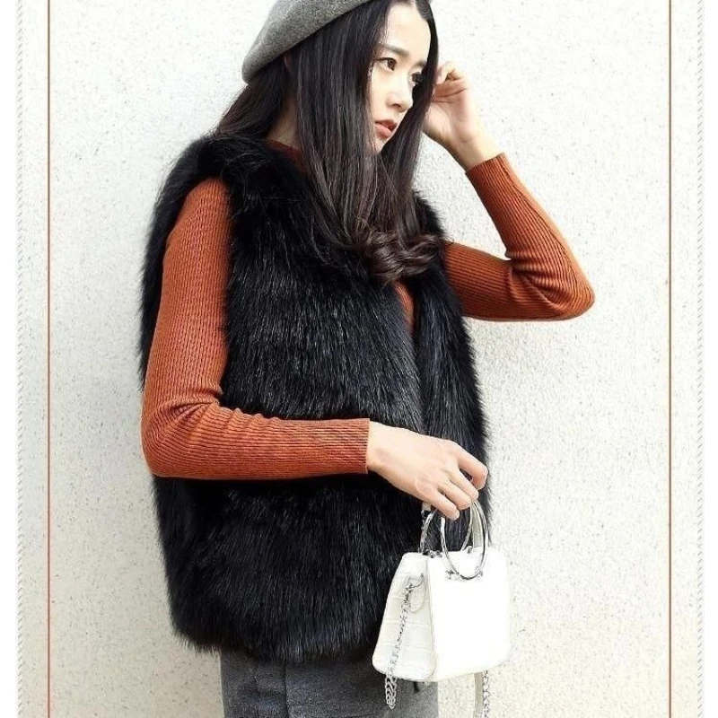 

Осень-зима 2025 г., женский жилет из лисьего меха, новый свободный жилет из искусственного меха, теплые повседневные жилеты, женское пальто без рукавов