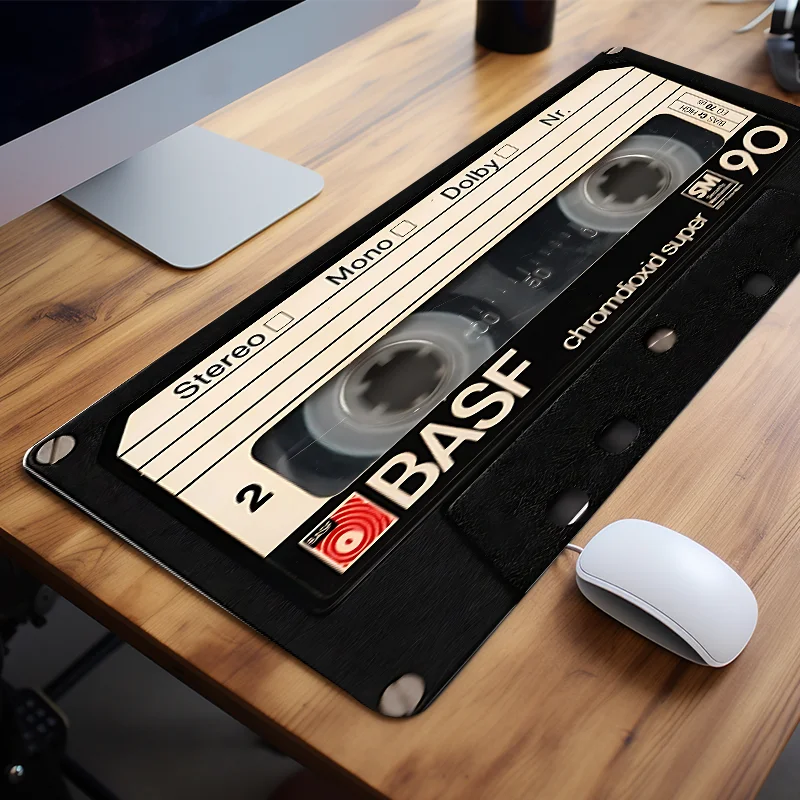 

Vintage Cassette Tape Mouse Pad Cassette Design MousepadDesk Accessories for Office Natural Rubber Stitched Edge Gift for Men