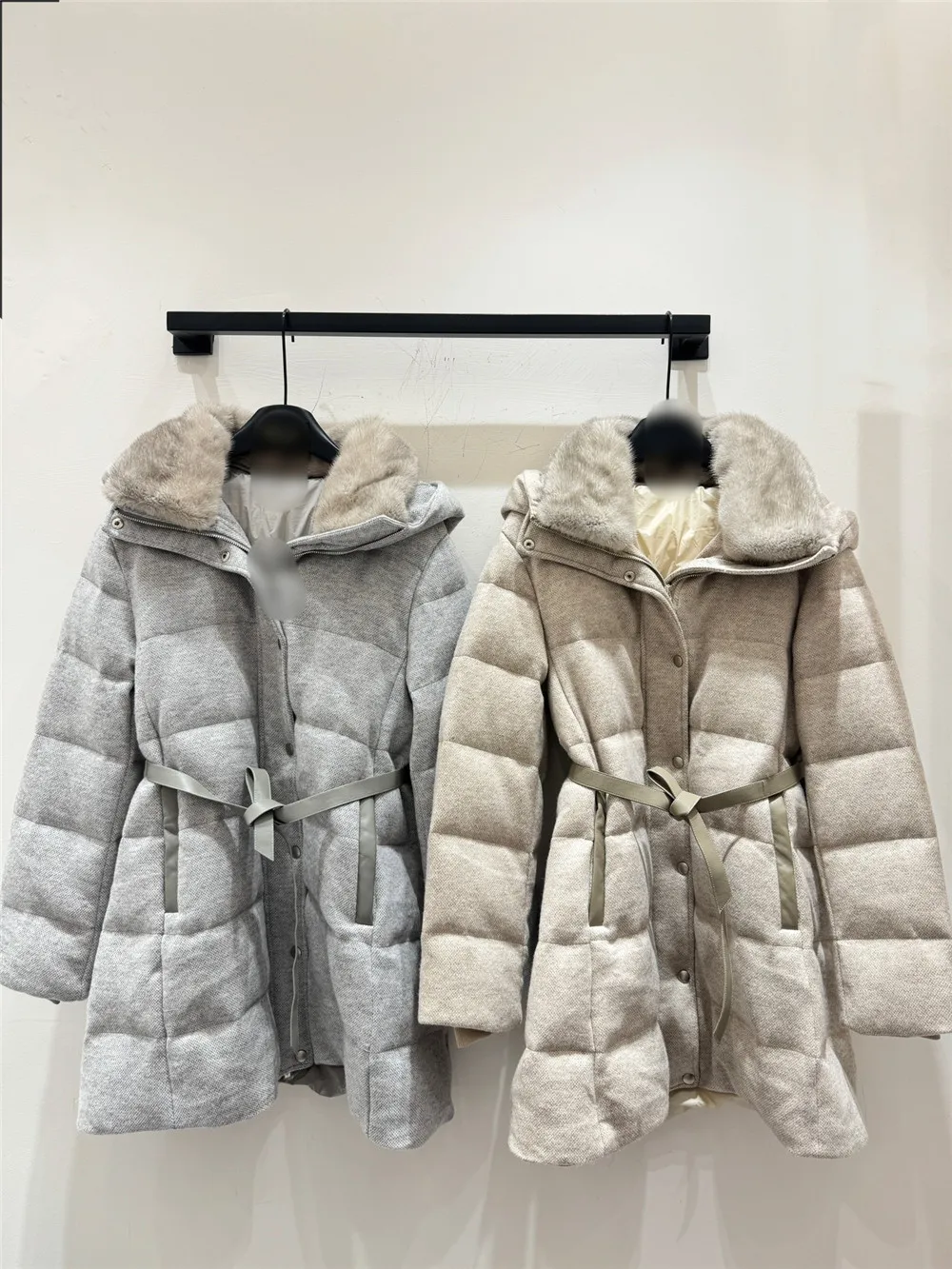 2025年冬新作 レディース カシミヤ フード付き ミンクファーカラー カーディガン カジュアル ゆったり ウエストマーク 多用途 ミディアム＆ロング ダウンジャケット