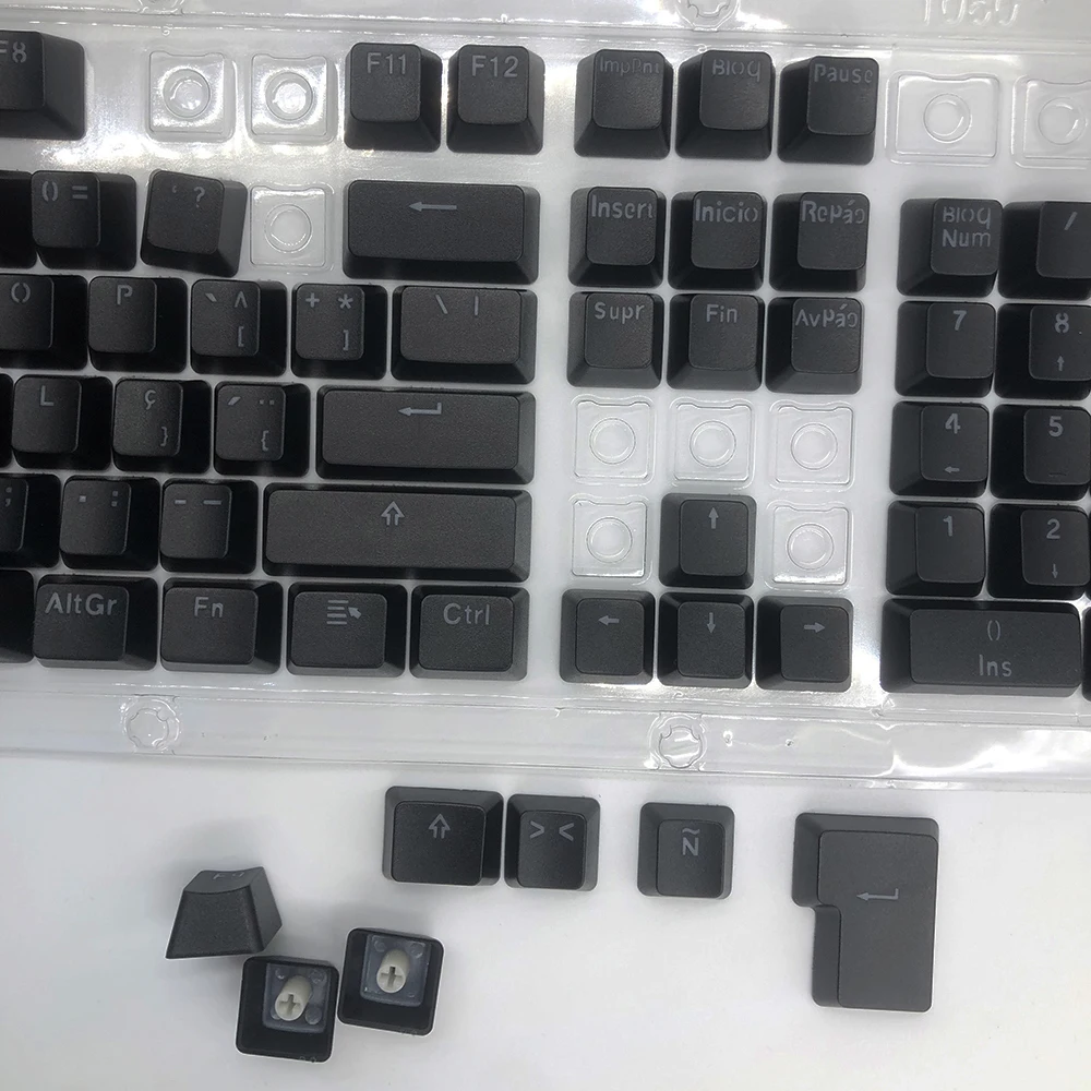 Spanish Keycaps For Mechanical Keyboard Compatible With MX Switches Double Shot Support Led Lighting Keycaps OEM Profile
