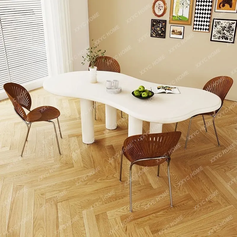Home retro irregular dining table  cloud solid wood long deskTJ
