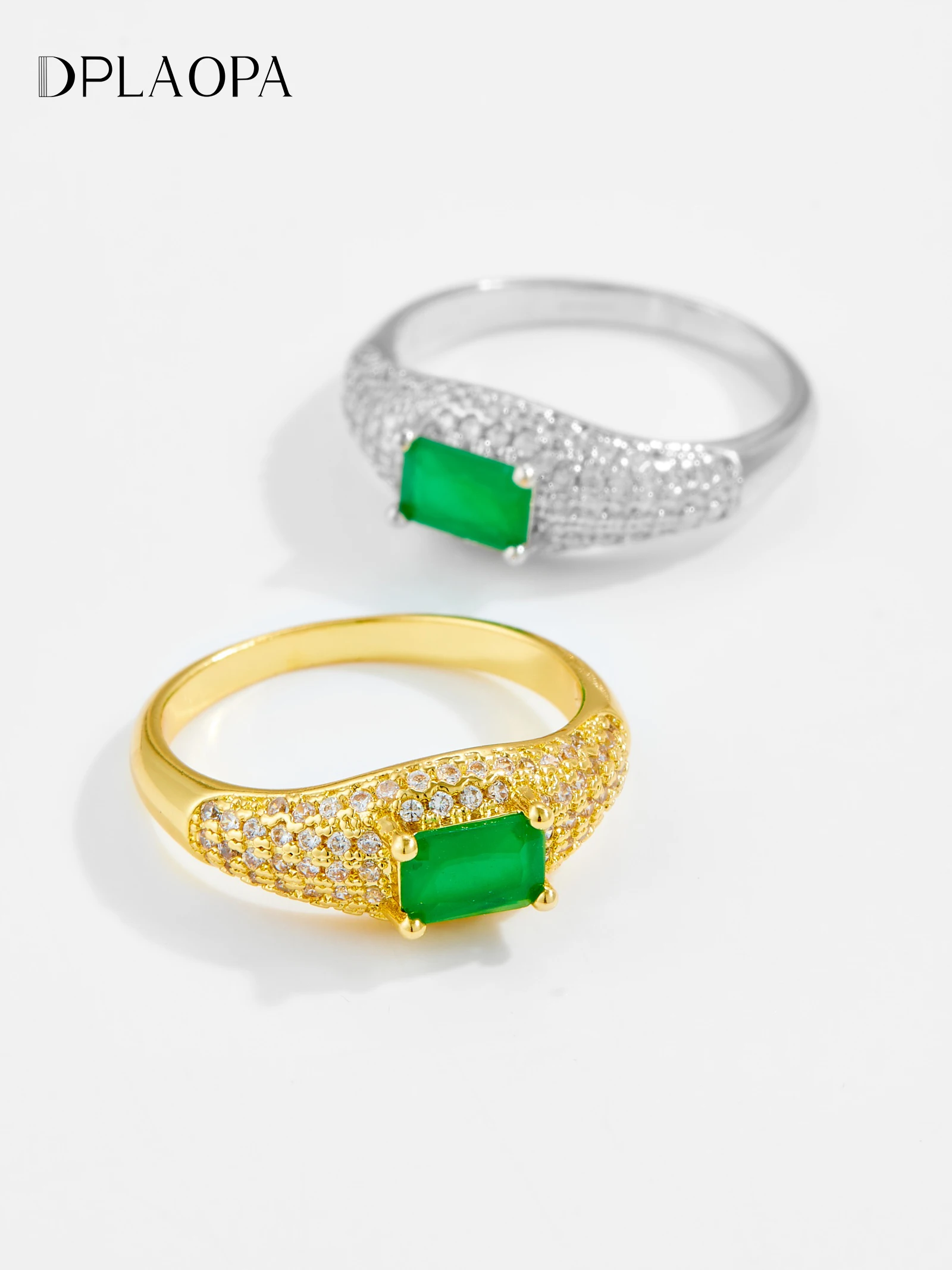 

DPLAOPA Women 925 Sterling Silver Green CZ Zircon Thick Ring 2025 Fine Vintage Party Luxury Anniversary Gift Jewelry
