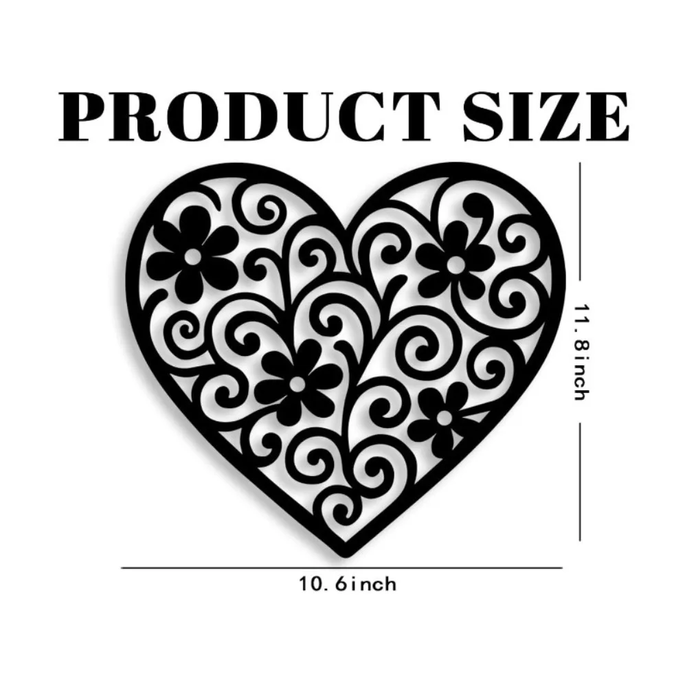 Black Metal Heart Wall Art, 11.8
