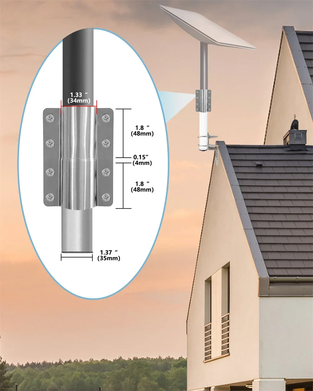 For Starlink V2 Adjustable Antenna Bracket Stainless Steel Heavy Duty Pivot Starlink Installation Kit,For Roof and Wall Mounting