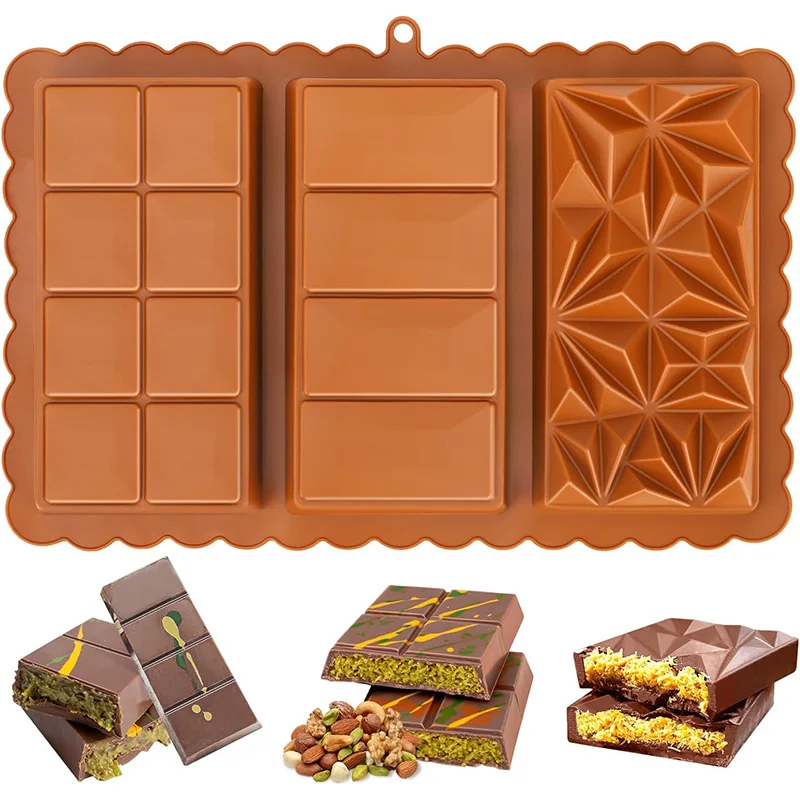 

1pc Silicone Chocolate Bar Mold Non-Stick Wax Melt Mould for Protein Energy Bars Break Apart DIY Handmade Gift Chocolate Molds