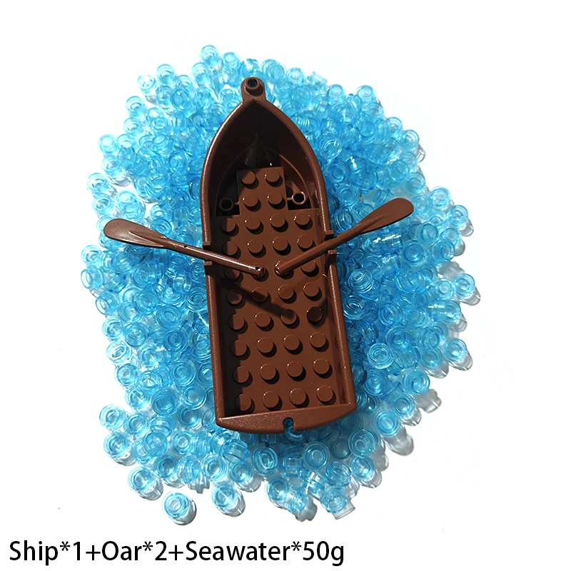 

Compatible With LEGO 2551+21301 MOC Building Blocks Toys Wooden Boat Oar Rowing DIY SceneTransparent Ocean Seawater Bricks