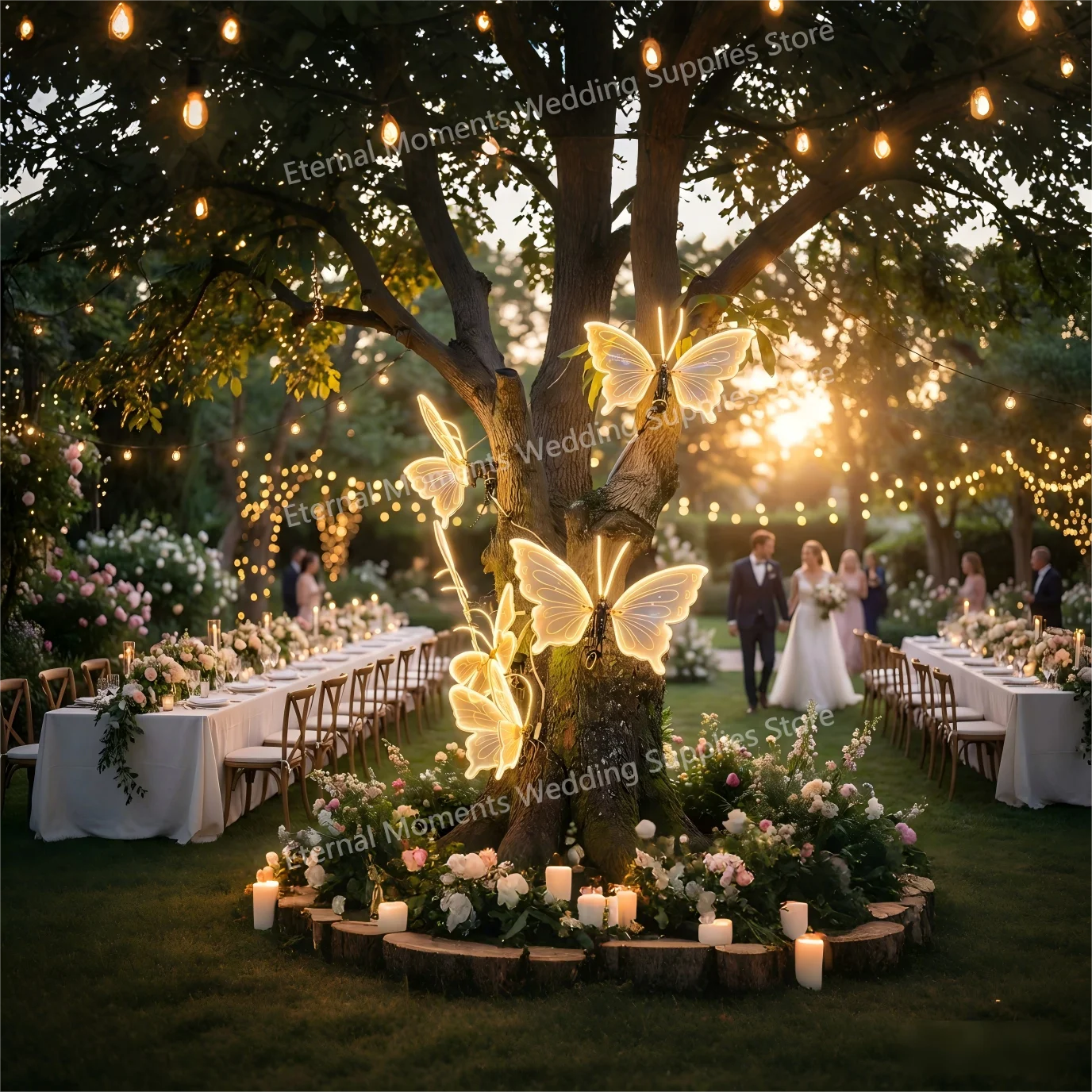 

2 pieces of LED outdoor simulation dynamic static butterfly lights holiday party decorations home decor