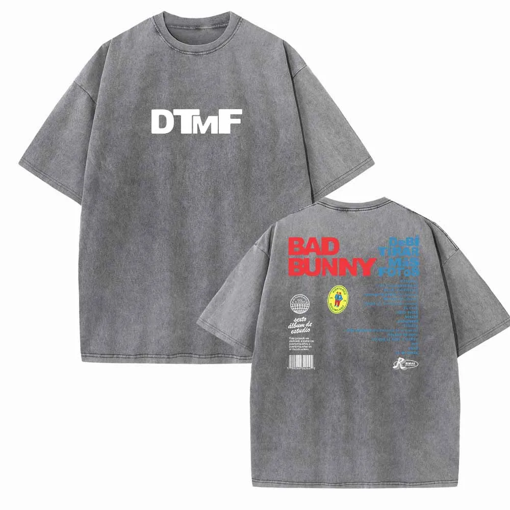 Bad Bunny Debi Tirar Mas Fotos Vintage Summer O-Neck Short Sleeve Cotton T-Shirts image 2