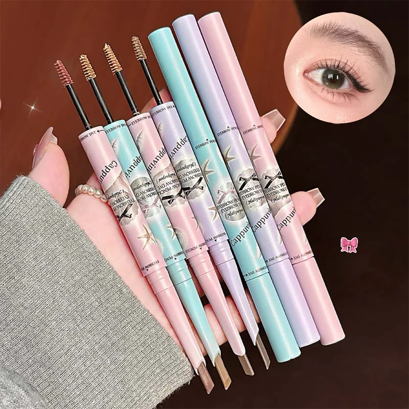 Hot 1Pc Cappuvini 3D Wenkbrauw Kleurstof Crème - Grijs/Bruin Tweekoppige Waterdichte Wenkbrauwpotlood Langdurige Tint Mascara Enhancer