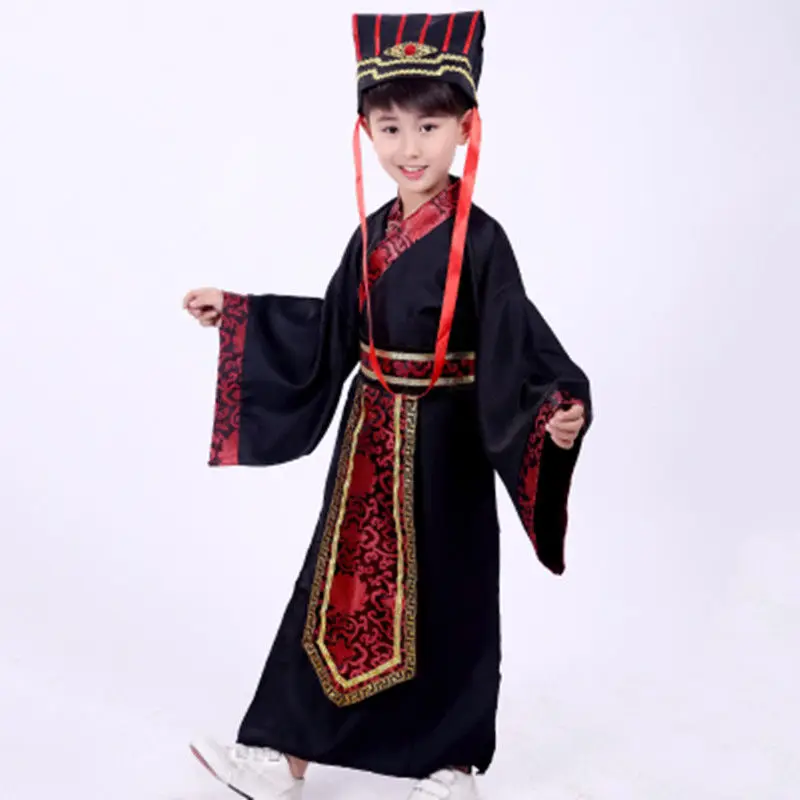 Chinese Robe Ancient Scholar Student Costumes Kids Kimono Traditional Vintage Ethnic Cosplay Costume Hanfu Halloween Cosplay